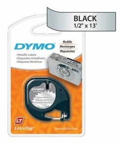 Coupon 😀 Dymo LetraTag Label Tape, 1/2 Inch X 13 Feet, Plastic, Metallic Silver ❤️