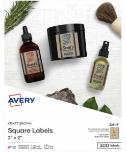 Best Sale 🤩 Avery Square Labels, 2 X 2 Inches, Kraft Brown, Pack Of 300 🎉