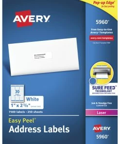 Brand new ✨ Avery Easy Peel Address Labels, Laser, 1 X 2-5/8 Inches, Pack Of 7500 😀