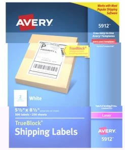 Wholesale 👍 Avery TrueBlock Shipping Labels, Laser, 5-1/2 X 8-1/2 Inches, White, Pack Of 500 🥰