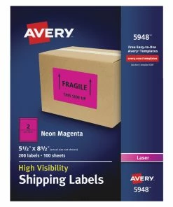 Brand new 😍 Avery Neon Shipping Labels, Laser, 5-1/2 X 8-1/2 Inches, Magenta, Pack Of 200 🌟