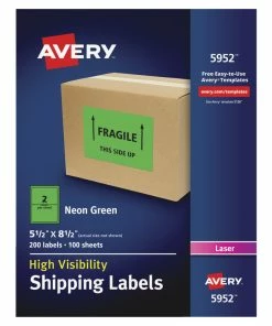 Flash Sale 👍 Avery Neon Shipping Labels, Laser, 5-1/2 X 8-1/2 Inches, Green, Pack Of 200 🔥