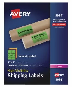 Best deal ✔️ Avery Neon Shipping Labels, Laser, 2 X 4 Inches, Assorted Colors, Pack Of 1000 😍