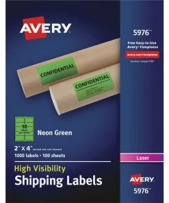 Hot Sale 👏 Avery Neon Shipping Labels, Laser, 2 X 4 Inches, Green, Pack Of 1000 🤩