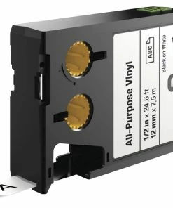 Promo 💯 Dymo XTL All-Purpose Vinyl Labels, 1/2 Inch X 23 Feet, Black On White 🎁