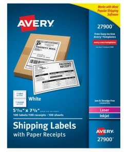 Wholesale 😀 Avery Paper Receipt Shipping Labels, 5-1/16 X 7-5/8 Inches, White, Pack Of 100 ✨