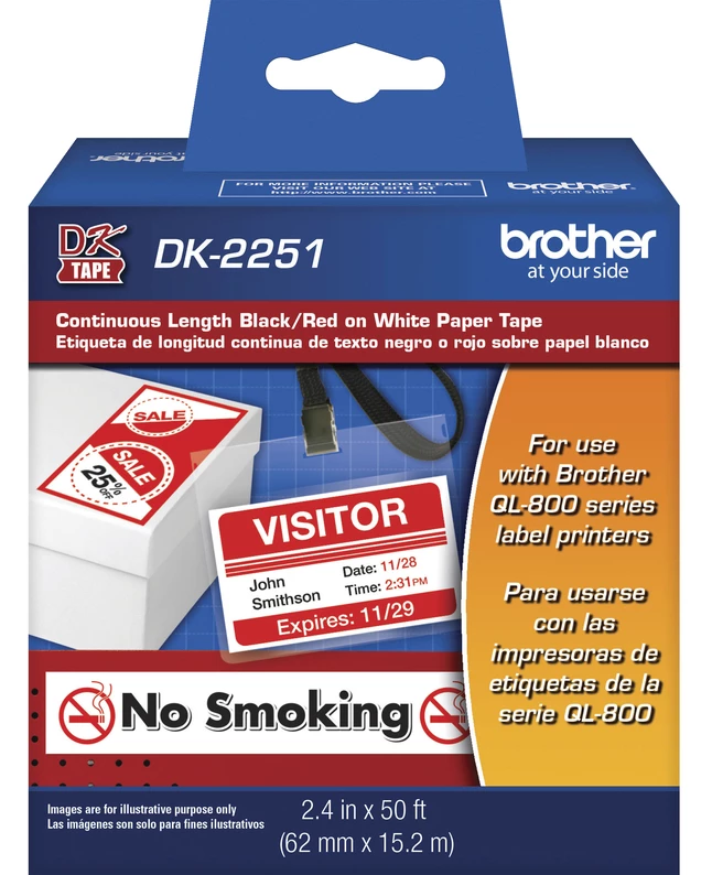 Deals ๐ Brother DK-2251 Black/Red On White Continuous Length Paper Labels, 2.4 Inches X 50 Feet โ 1 Deals ๐ Brother DK-2251 Black/Red On White Continuous Length Paper Labels, 2.4 Inches X 50 Feet โ