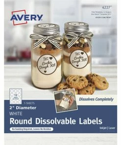 Hot Sale 💯 Avery Round Dissolvable Labels, 2 Inch Diameter, White, Pack Of 60 🎁