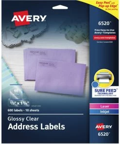 Promo 🛒 Avery Glossy Clear Return Address Labels, 2/3 X 1-3/4 Inches, Pack Of 600 🛒