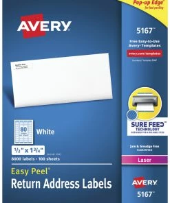 Budget 🛒 Avery Easy Peel Return Address Labels, Laser, 1/2 X 1-3/4 Inches, Pack Of 8000 ⭐