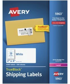 Buy 😉 Avery TrueBlock Shipping Labels, Laser, 2 X 4 Inches, White, Pack Of 2500 🛒