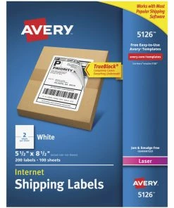 Hot Sale ⌛ Avery TrueBlock Shipping Labels, Laser, 5-1/2 X 8-1/2 Inches, White, Pack Of 200 💯