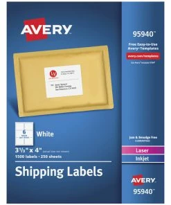 Deals 🤩 Avery Bulk Shipping Labels, 3-1/3 X 4 Inches, White, Pack Of 1500 🌟