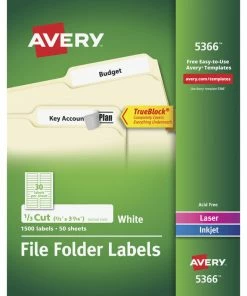 Outlet ⌛ Avery Printable File Folder Labels, 2/3 X 3-7/16 Inches, White, Pack Of 1500 👏