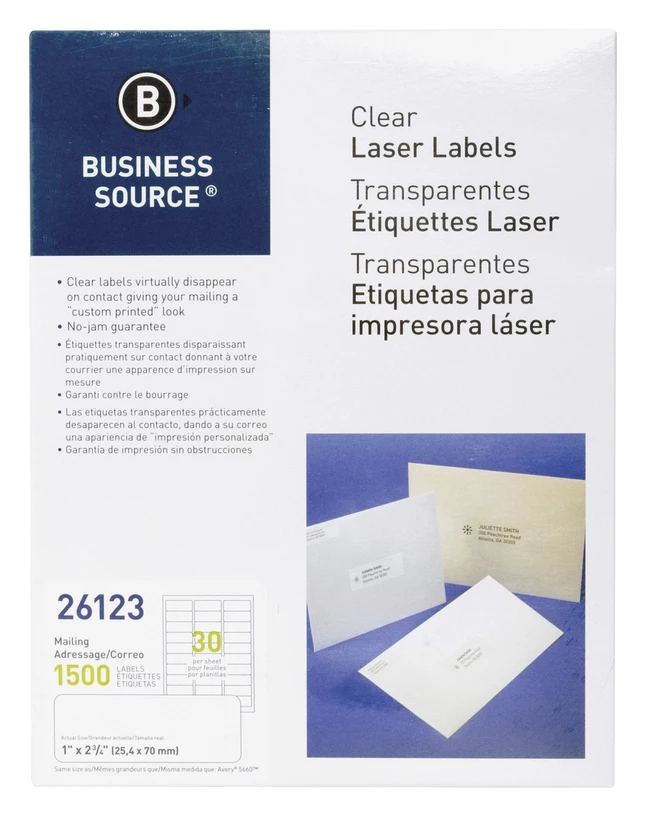 Deals โญ Business Source Address Labels, 1 X 2-5/8 Inches, Matte Clear, Pack Of 1500 ๐ 1 Deals โญ Business Source Address Labels, 1 X 2-5/8 Inches, Matte Clear, Pack Of 1500 ๐