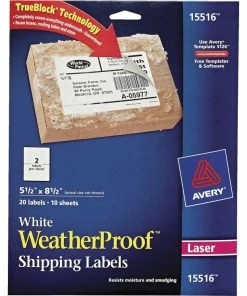 Budget 😀 Avery Weatherproof Shipping Labels, 5-1/2 X 8-1/2 Inches, Pack Of 20 🎁