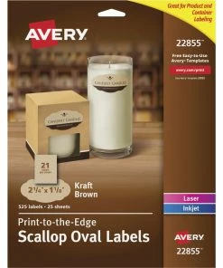 Top 10 ⌛ Avery Oval Labels, 2-1/4 X 1-1/8 Inches, Kraft Brown, Scalloped Edge, Pack Of 525 👍