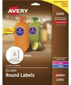 Wholesale 😉 Avery Round Labels, 2-1/2 Inch Diameter, White, Pack Of 72 ❤️