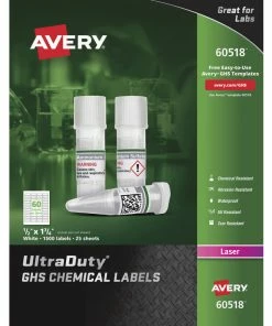 Brand new ⌛ Avery UltraDuty GHS Labels, 1/2 X 1-3/4 Inches, White, Pack Of 1500 ✔️
