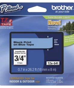 Outlet ⭐ Brother P-touch Tze Laminated Tape Cartridge, 3/4 Inch X 26 Feet, Black/Blue 😀
