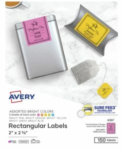Coupon 🎉 Avery 4331 Easy Peel Color Labels, 2 X 2-5/8 Inches, Assorted Bright Colors, 150 Labels 🔥