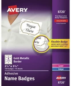 Best reviews of 🎉 Avery Adhesive Name Badges, 2-1/3 X 3-3/8 Inches, Gold Border, Pack Of 120 🎁