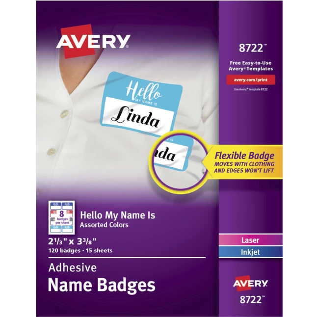 Buy 😀 Avery "Hello, My Name Is" Adhesive Name Badges, 2-1/3 X 3-3/8 Inches, Assorted Borders, Pack Of 120 🔔 1 Buy 😀 Avery "Hello, My Name Is" Adhesive Name Badges, 2-1/3 X 3-3/8 Inches, Assorted Borders, Pack Of 120 🔔