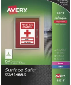 Buy 💯 Avery 61511 Surface Safe Sign Labels, 5 X 7 Inches, White, Pack Of 30 ⌛