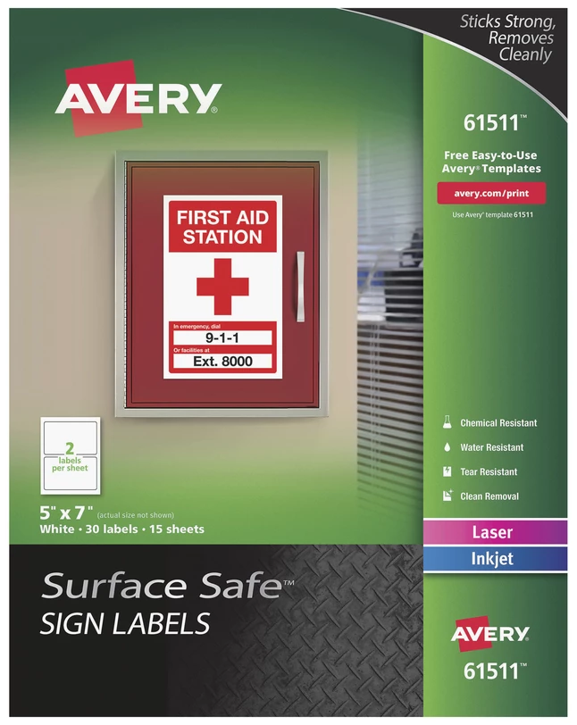 Buy ๐ฏ Avery 61511 Surface Safe Sign Labels, 5 X 7 Inches, White, Pack Of 30 โ 1 Buy ๐ฏ Avery 61511 Surface Safe Sign Labels, 5 X 7 Inches, White, Pack Of 30 โ