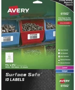Flash Sale 🔥 Avery 61502 Surface Safe ID Labels, 1-5/8 X 3-5/8 Inches, White, Pack Of 300 ⭐