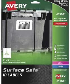 Flash Sale 🎁 Avery 61504 Surface Safe ID Labels, 3 X 5 Inches, White, Pack Of 200 🔔