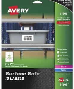 Wholesale 😀 Avery 61503 Surface Safe ID Labels, 2 X 3-1/2 Inches, White, Pack Of 250 ⭐