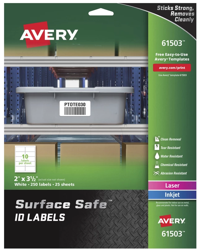 Wholesale 😀 Avery 61503 Surface Safe ID Labels, 2 X 3-1/2 Inches, White, Pack Of 250 ⭐ 1 Wholesale 😀 Avery 61503 Surface Safe ID Labels, 2 X 3-1/2 Inches, White, Pack Of 250 ⭐