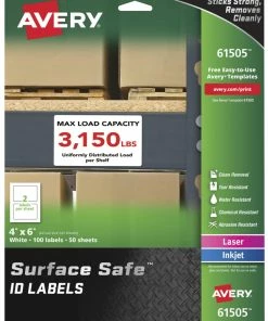 Best deal 😉 Avery 61505 Surface Safe ID Labels, 4 X 6 Inches, White, Pack Of 100 ⭐
