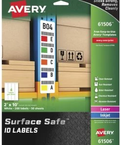 Brand new 😉 Avery 61506 Surface Safe ID Labels, 2 X 10 Inches, White, Pack Of 200 😀