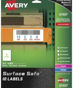 Brand new 🎁 Avery 61507 Surface Safe ID Labels, 3-1/4 X 8-3/8 Inches, White, Pack Of 150 🌟