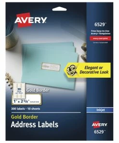 Best Pirce 🤩 Avery Easy Peel Address Labels, 1 X 2-5/8 Inches, Gold Border, Pack Of 300 ⌛