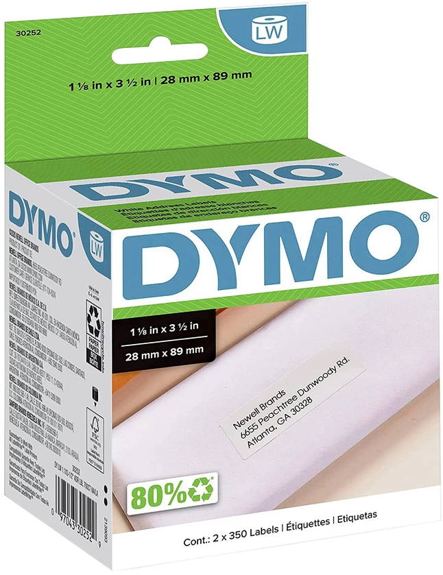 Wholesale ๐ DYMO LabelWriter Address Labels, 1-1/8 X 3-1/2 Inches, White, 350 Labels/Roll, Box Of 2 ๐ 1 Wholesale ๐ DYMO LabelWriter Address Labels, 1-1/8 X 3-1/2 Inches, White, 350 Labels/Roll, Box Of 2 ๐