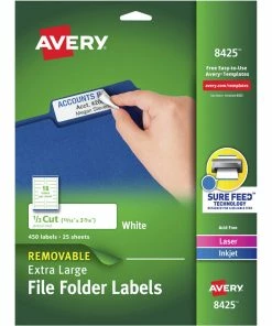 Outlet ❤️ Avery Removable File Folder Labels, 15/16 X 3-7/16 Inches, White, Pack Of 450 🎁