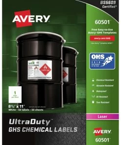 Best Pirce 👍 Avery UltraDuty GHS Labels, 8-1/2 X 11 Inches, White, Pack Of 50 🧨