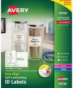 Discount 😀 Avery Easy Align Self-Laminating Labels, 2-5/16 X 3-5/16 Inches, White, Pack Of 100 ❤️