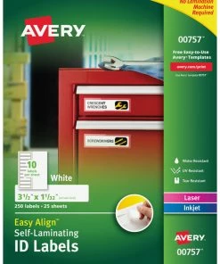 Budget 🎁 Avery Easy Align Self-Laminating Labels, 1-1/32 X 3-1/2 Inches, White, Pack Of 250 👍