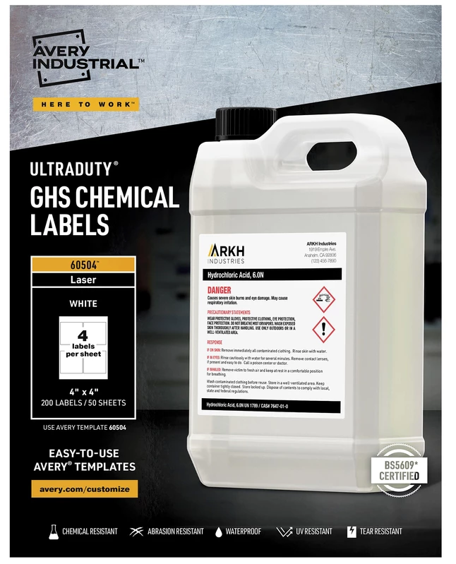 New ๐งจ Avery UltraDuty GHS Labels, 4 X 4 Inches, White, Pack Of 200 ๐ 1 New ๐งจ Avery UltraDuty GHS Labels, 4 X 4 Inches, White, Pack Of 200 ๐