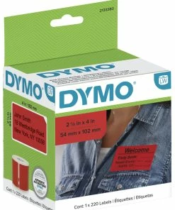 Buy ๐ DYMO LabelWriter Name Badge Labels, 2-1/8 X 4 Inches, Red, 1 Roll Of 220 Labels ๐