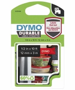 New ⭐ Dymo D1 Recycled Durable Labels, 1/2 Inch X 10 Feet, White On Red 🎁