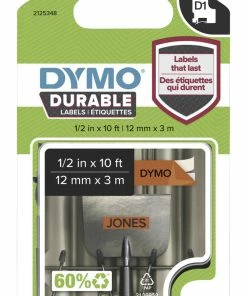 Promo 🧨 Dymo D1 Recycled Durable Labels, 1/2 Inch X 10 Feet, Black On Orange 🌟